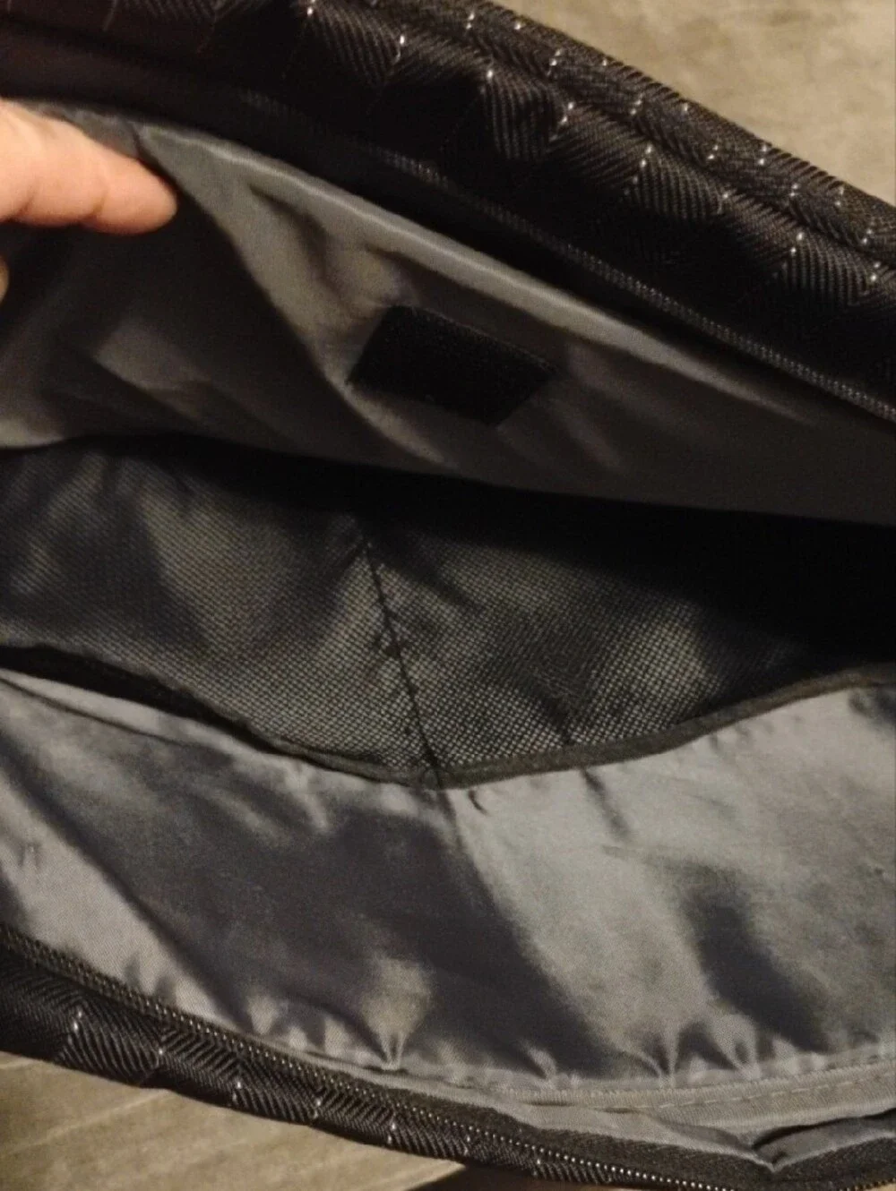 Black Pinstripe Init Laptop Messenger Bag with Padded Handle